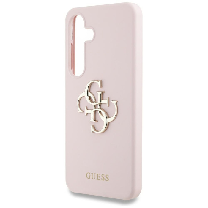 Etui Guess Silicone Big 4G Logo Bottom    Script Samsung Galaxy S25 różowy