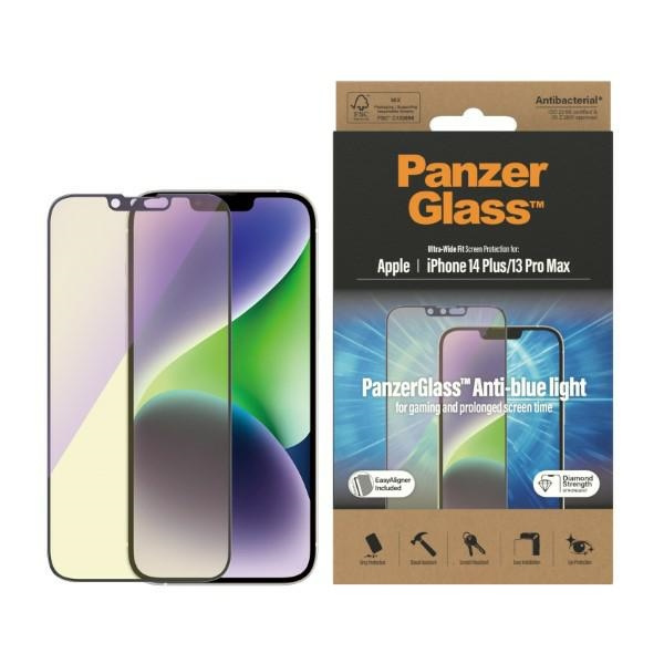 PanzerGlass Ultra-Wide Fit iPhone 14 Plus / 13 Pro Max 6,7" Screen Protection Antibacterial Easy Aligner Included Anti-blue light 2793