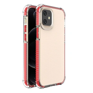 Spring Armor żelowy elastyczny pancerny pokrowiec z kolorową ramką do iPhone 12 mini czerwony