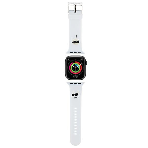 Karl Lagerfeld Pasek KLAWLSLKCNH Apple Watch 42/44/45/49mm biały/white strap 3D Rubber Karl&Choupette Heads 