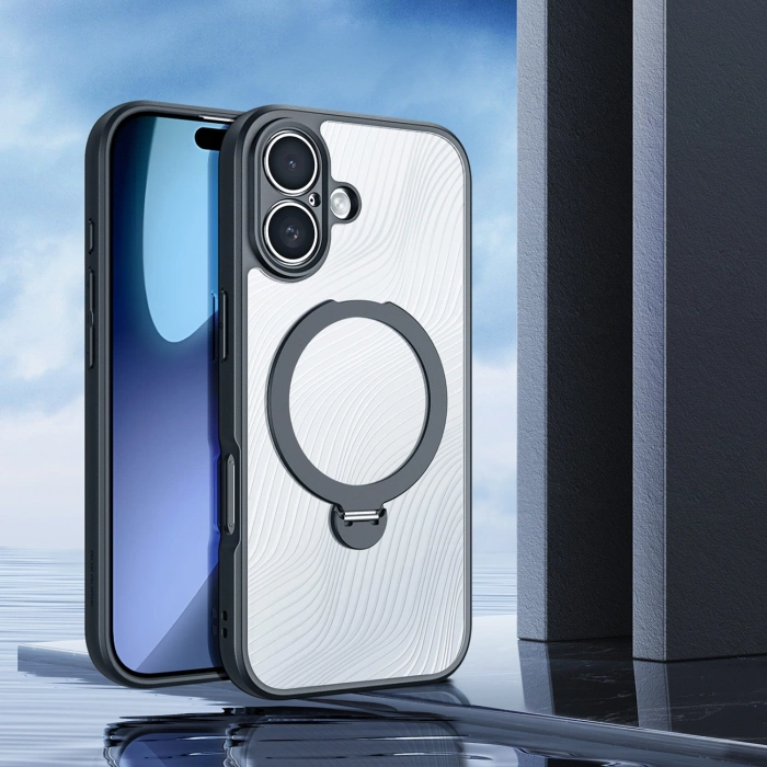 Etui Dux Ducis Aimo Mag z pierścieniem magnetycznym i podstawką na iPhone 17 – czarne