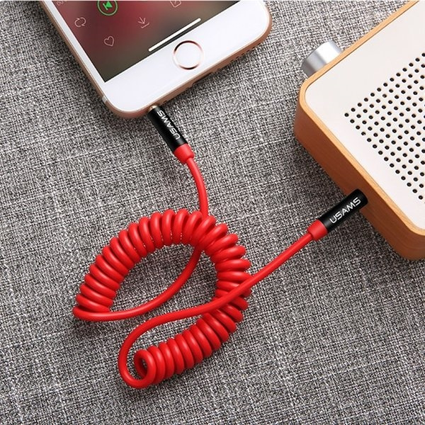 Adapter USAMS Jack 3,5mm - Jack 3,5mm Spring Audio 1,2m SJ256YP02 US-SJ256 Czerwony