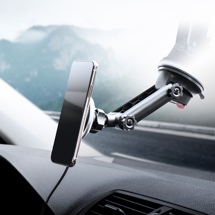 FORCELL uchwyt samochodowy do deski/szyby ładowaniem indukcyjnym kompatybilny z MagSafe 15W HS2