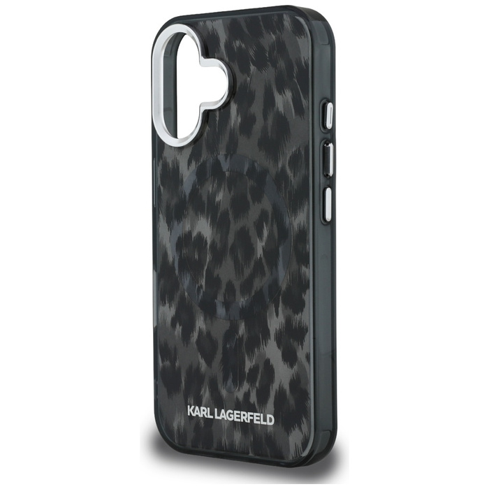 Etui Karl Lagerfeld IML Leopard Pattern  MagSafe do iPhone 16 czarny