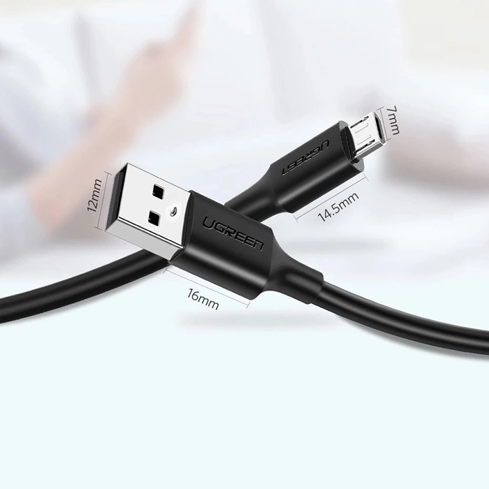 Kabel UGREEN USB-A Micro USB QuickCharge 3.0 2.4A 0.25m Czarny
