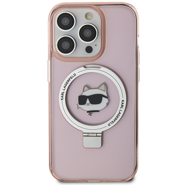 Etui Karl Lagerfeld KLHMP15LHMRSCHP iPhone 15 Pro 6.1" różowy/pink hardcase Ring Stand Choupette Head MagSafe Case