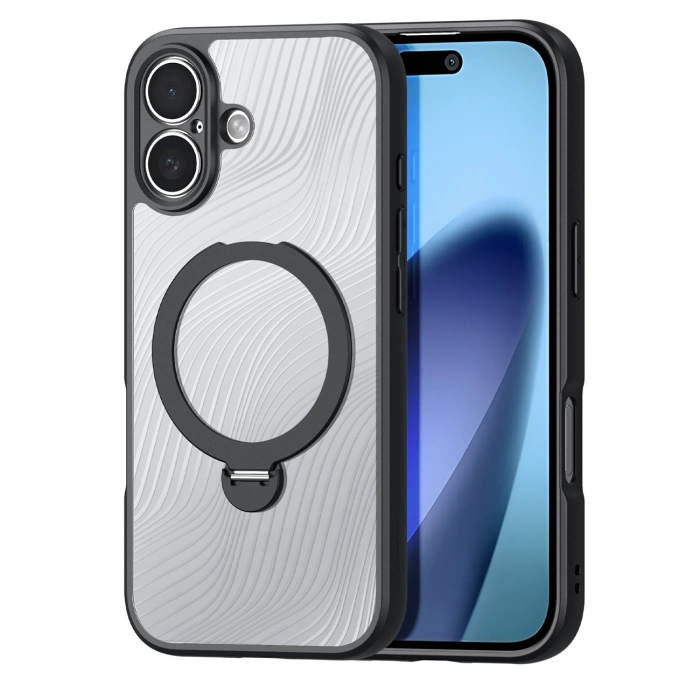 Etui Dux Ducis Aimo Mag z pierścieniem magnetycznym i podstawką na iPhone 17 – czarne