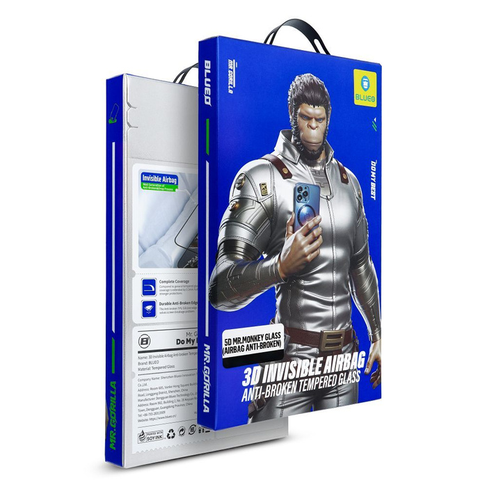 Szkło Hartowane 5D Mr. Monkey Glass - Apple iPhone 15 czarny (Airbag Anti-broken)