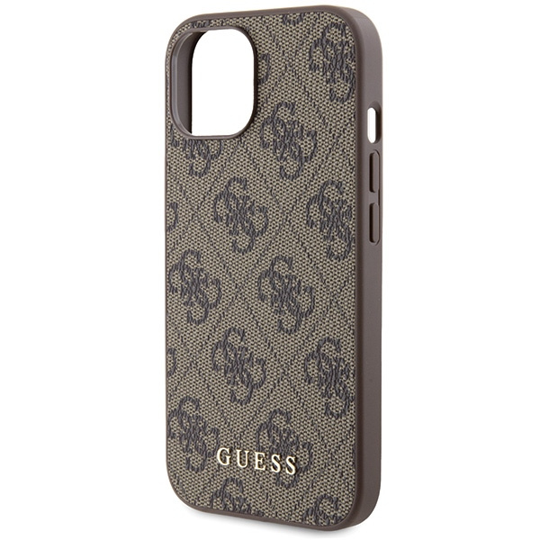 Etui Guess GUHCP15SG4GFBR iPhone 15 6.1" brązowy/brown hard case 4G Metal Gold Logo Case