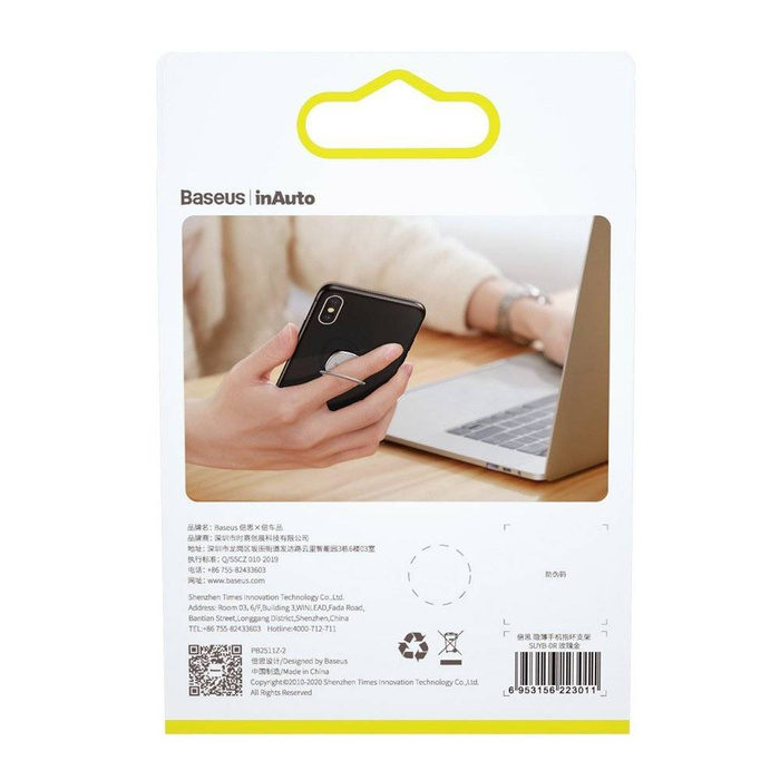 Baseus ultracienki samoprzylepny uchwyt ring podstawka do telefonu srebrny (SUYB-0S)