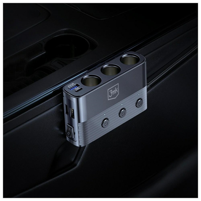 Rozdzielacz 3MK Car Power Splitter 120W  PD QC PPS 3xUSB-A 1xUSB-C 3xDC czarny