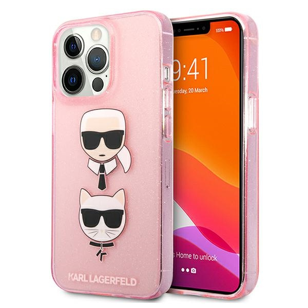 Etui KARL LAGERFELD Apple iPhone 13 13 Pro Glitter Karl`s & Choupette Różowy Hardcase