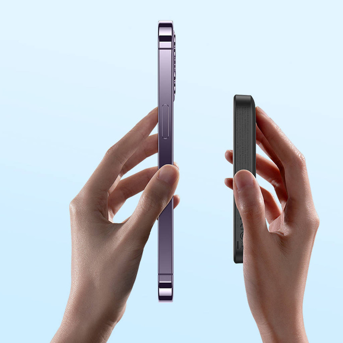 Baseus Magnetic Mini powerbank z ładowaniem indukcyjnym MagSafe 15W / szybkie ładowanie PD QC 20W 10000mAh czarny (Overseas Edition) z Kablem USB-C 0.5m Czarny