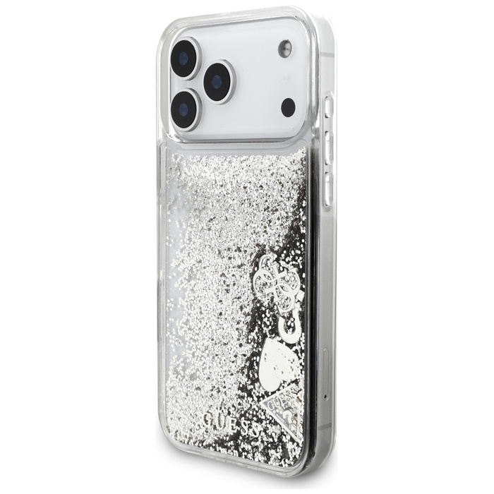 Etui Guess Liq. Glitter Charms do iPhone 17 Pro Max srebrny