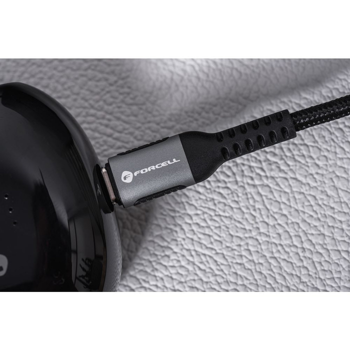 Kabel USB A do USB C Forcell F-Energy QC4.0 3A 66W Cafule 2 m C256 czarny