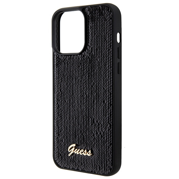 Etui Guess GUHCP15LPSFDGSK iPhone 15 Pro 6.1" czarny/black hardcase Sequin Script Metal Case