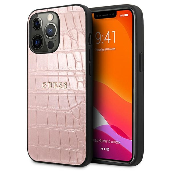 Etui GUESS Apple iPhone 13 13 Pro Croco Strap Collection Różowy Case