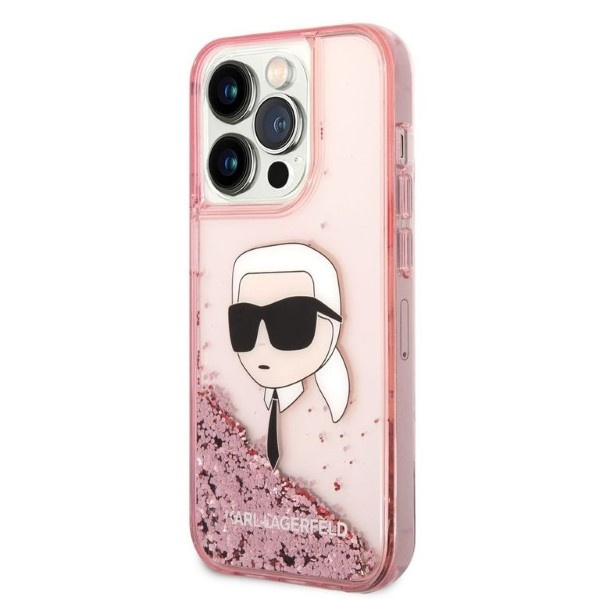 Etui KARL LAGERFELD Apple iPhone 14 Pro Glitter NFT Karl Head Różowy Hardcase