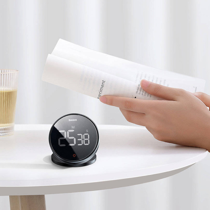 [PO ZWROCIE] Baseus Heyo Pro obrotowy minutnik czasomierz elektroniczny timer szary (FMDS000013)