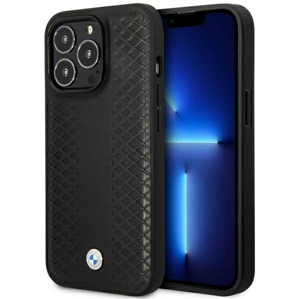 Etui BMW iPhone 14 Pro Max 6,7" czarny/black Leather Diamond Pattern MagSafe