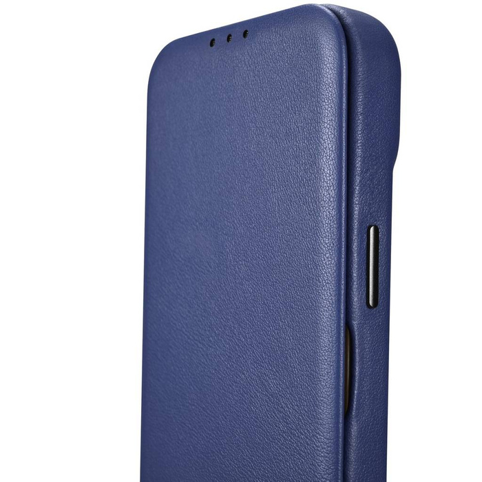 iCarer CE Premium Leather Folio Case skórzane etui iPhone 14 Pro Max z klapką magnetyczne MagSafe niebieski (WMI14220716-BU)