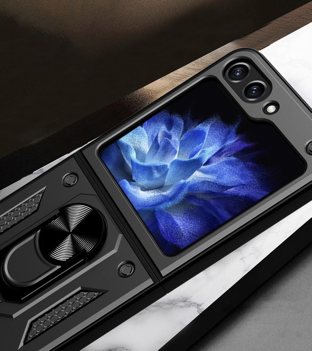 Etui pancerne Hybrid Armor Camshield do Galaxy Z Flip 5 5G z osłoną na aparat - czarne