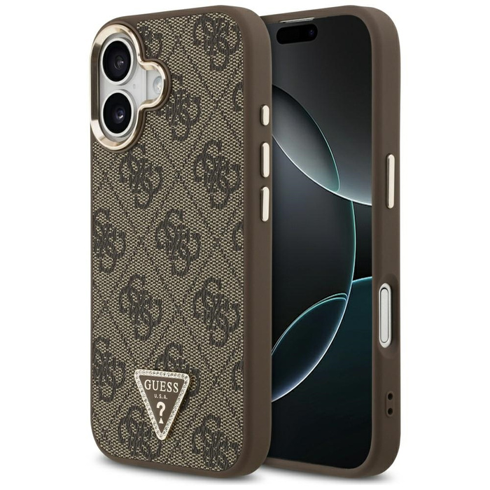 Etui Guess 4G Triangle Logo MagSafe do   iPhone 17 brązowy złoty