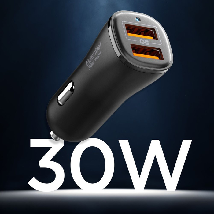 ŁADOWARKA SAMOCHODOWA SPIGEN ESSENTIAL EV302 2-PORT CAR CHARGER 30W CZARNA