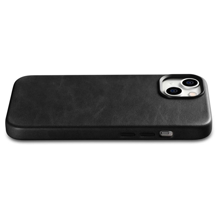 iCarer Oil Wax Premium Leather Case skórzane etui iPhone 14 Plus magnetyczne z MagSafe czarny (WMI14220703-BK)