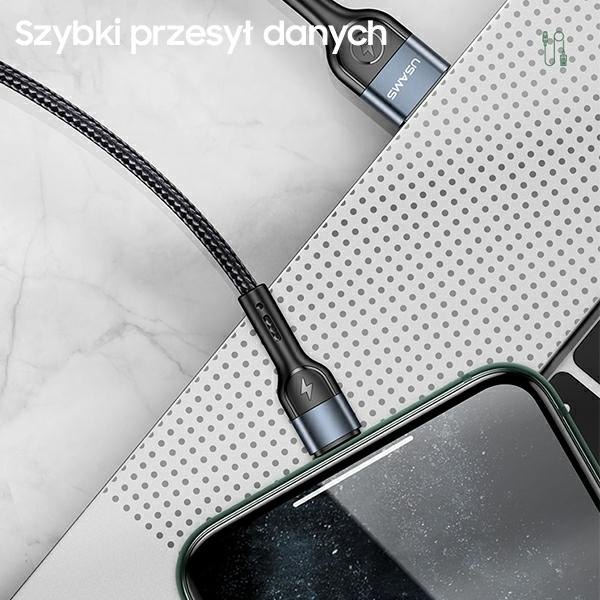 USAMS Kabel pleciony U55 lightning for set U55 zielony/green 1m SJ448USBSG02 (US-SJ448)