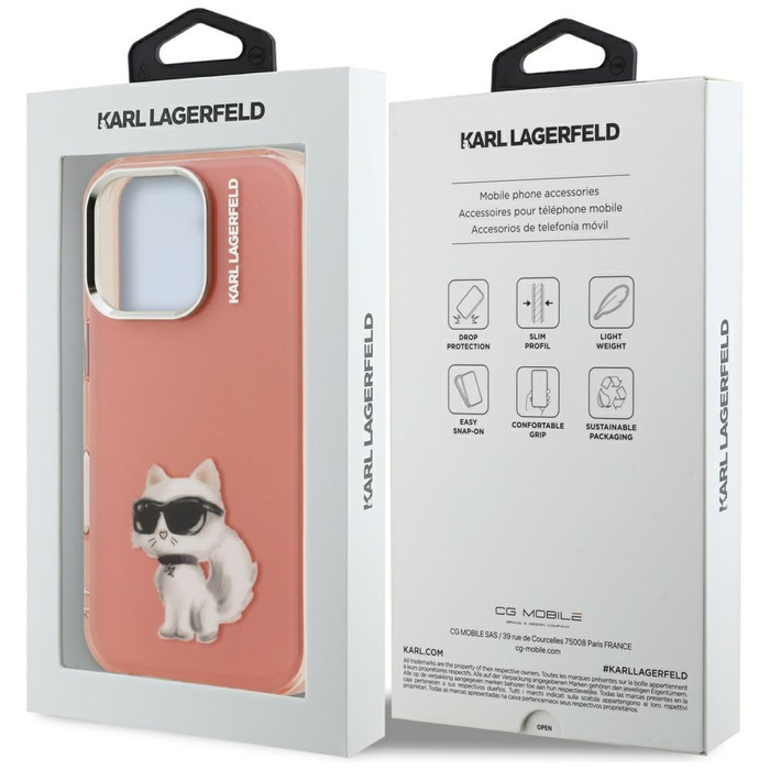 Etui Karl Lagerfeld IML Aquarelle        Choupette & Logo do iPhone 16 Pro Max różowy