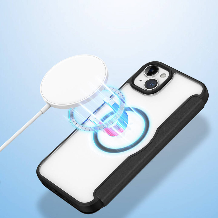 Etui iPhone 15 magnetyczny pokrowiec MagSafe z klapką Dux Ducis Skin X Pro - czarny