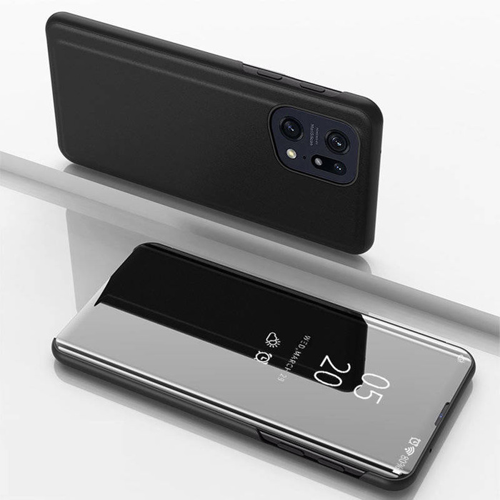 Clear View Case etui Oppo Find X5 Pro pokrowiec z klapką czarne