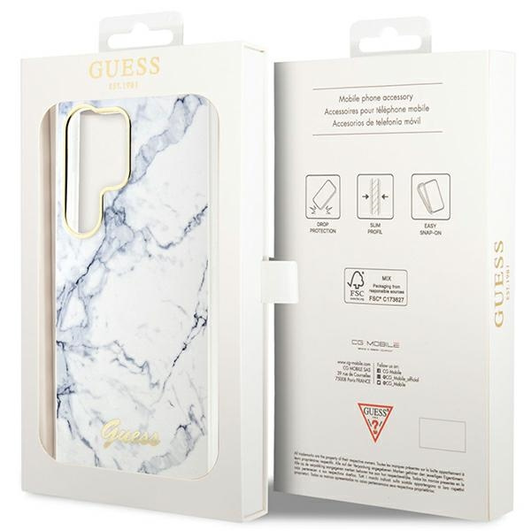Etui Guess Guhcs23lpcumah S23 Ultra S918 Biały/white Hardcase Marble Case