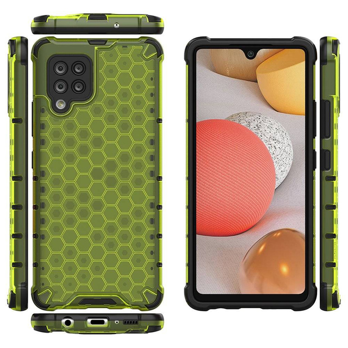 Honeycomb etui pancerny pokrowiec z żelową ramką Samsung Galaxy A42 5G zielony