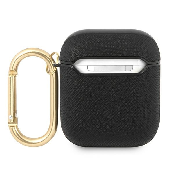 Etui GUESS Apple AirPods Saffiano Script Metal Collection Czarny Case