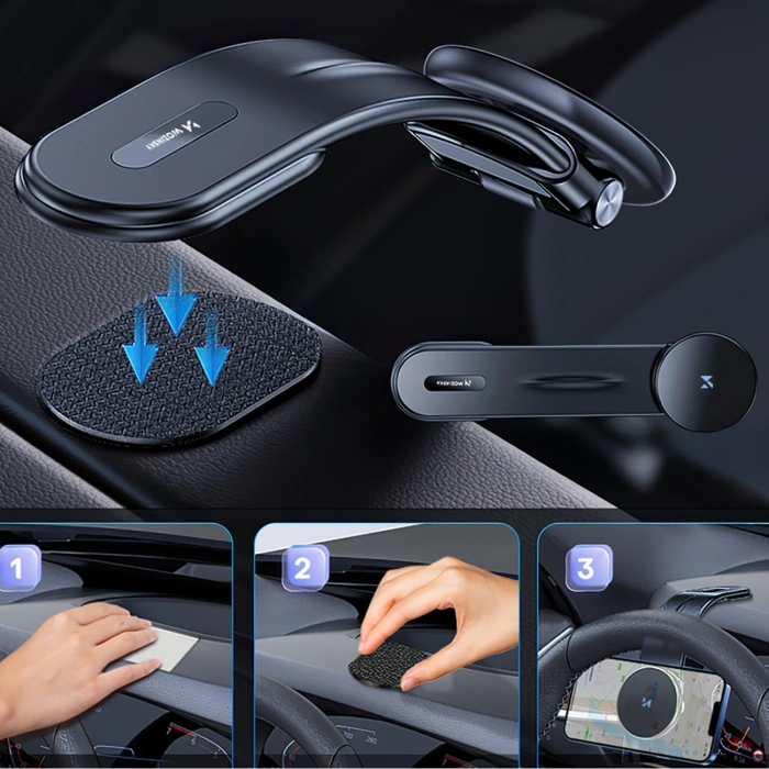 Uchwyt samochodowy Wozinsky WCZ2Y2S magnetyczny z ładowarką indukcyjną 15W MagSafe do samochodu na kokpit - czarny