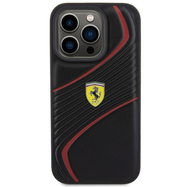 Etui Ferrari FEHCP15LPTWK iPhone 15 Pro 6.1" czarny/black hardcase Twist Metal Logo Case
