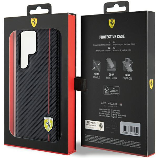Etui Ferrari FEHCS24LN3DUR Samsung Galaxy S24 Ultra S928 czarny/black hardcase Carbon Printed Line Case