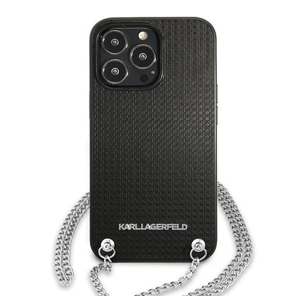 Karl Lagerfeld KLHCP13LPMK iPhone 13 Pro 6,1" hardcase czarny/black Leather Textured and Chain