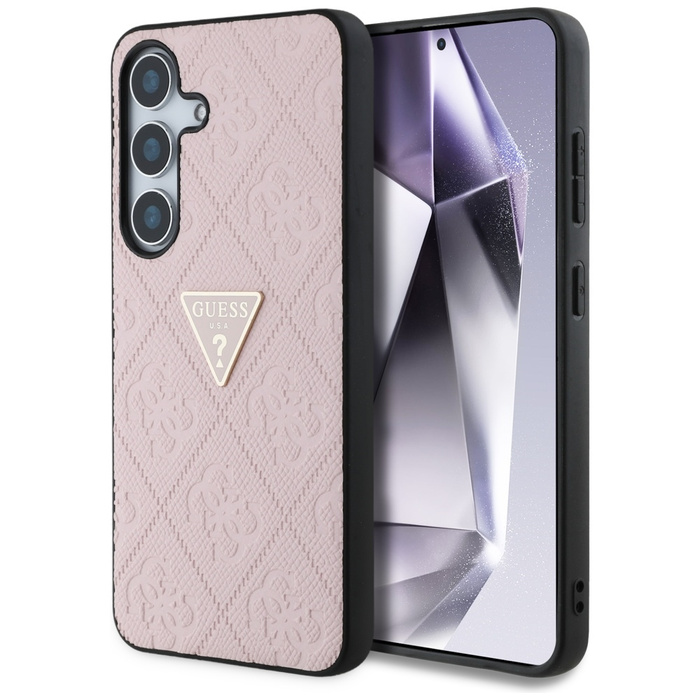Etui Guess Hot Stamp 4G Pattern Triangle  Metal Logo do Samsung Galaxy S25 różowy