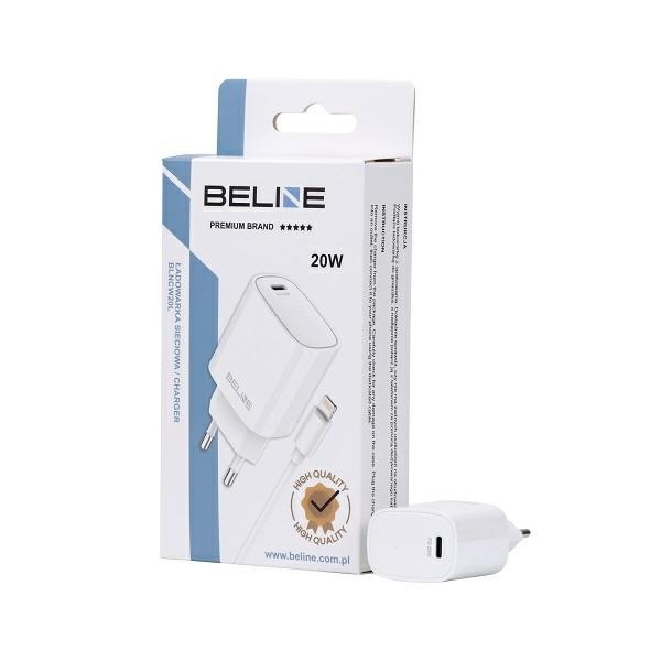 Beline Ład. siec. 1x USB-C 20W + kabellightning biała /white PD3.0  BLNCW20L