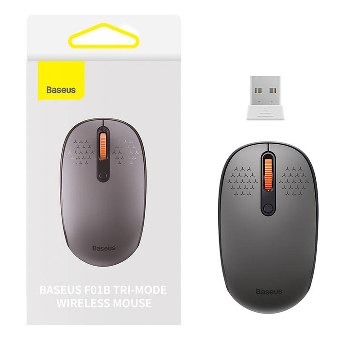 Bezprzewodowa myszka Baseus F01B Tri-Mode 2.4G BT 5.0 1600 DPI (szara)