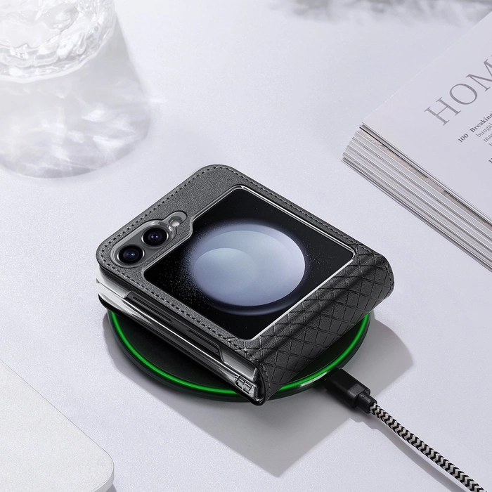 Etui Dux Ducis Bril skórzane na Samsung Galaxy Z Flip 6 - czarne