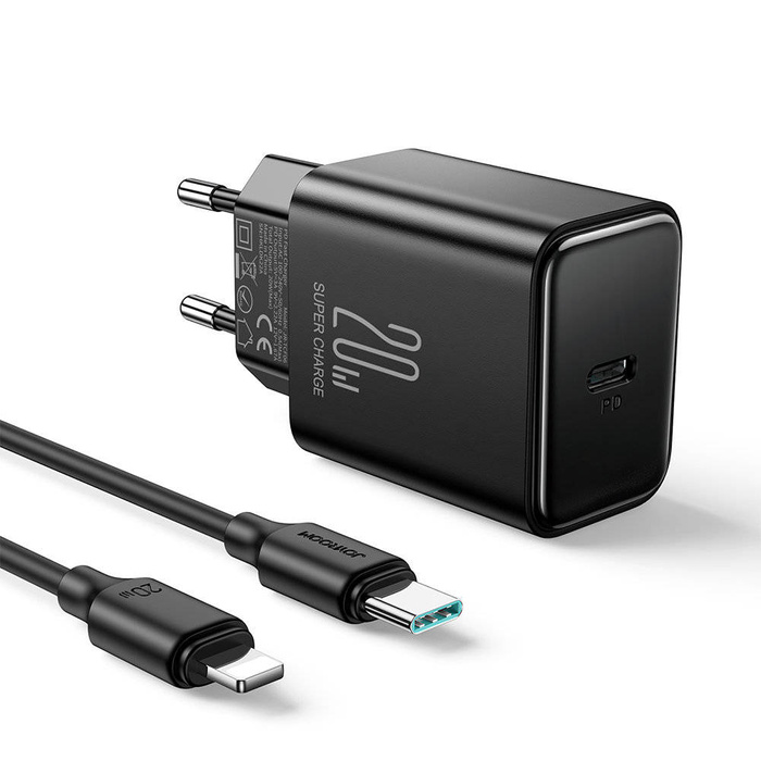 Ładowarka USB C 20W PD Joyroom JR-TCF06 z kablem USB C - Lightning | czarna