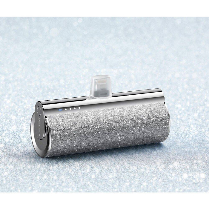 VEGER powerbank 5000 mAh z wbudowanym złączem Lightning PD QC3.0 2,4A 12W PlugOn (W0573P) srebrny