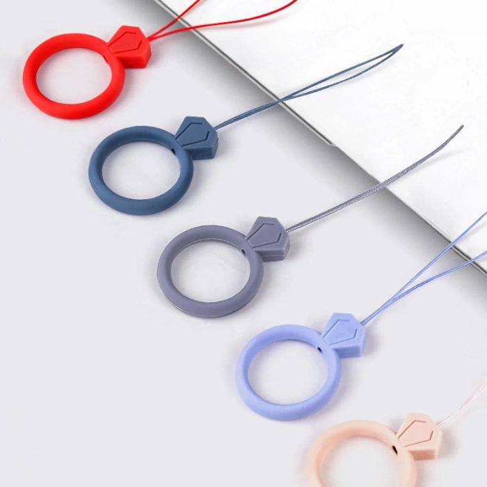 Silikonowa smycz do telefonu zawieszka diament ring na palec miętowy