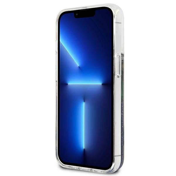 Etui GUESS Apple iPhone 13 Mini Flower Liquid Glitter Niebieski Hardcase