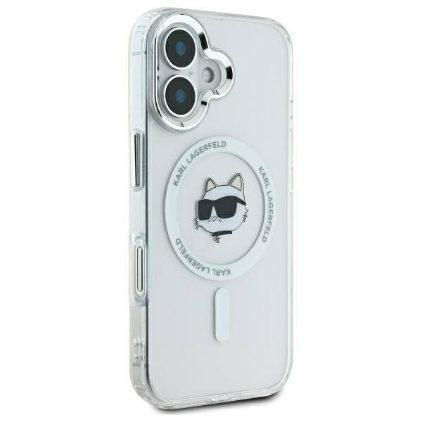 Etui Karl Lagerfeld iPhone 16 Plus 6.7" biały/white hardcase IML Metal Choupette Head MagSafe