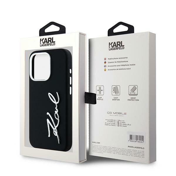 Etui Karl Lagerfeld Silicone Metal       Script Logo do iPhone 15 Pro Max czarny